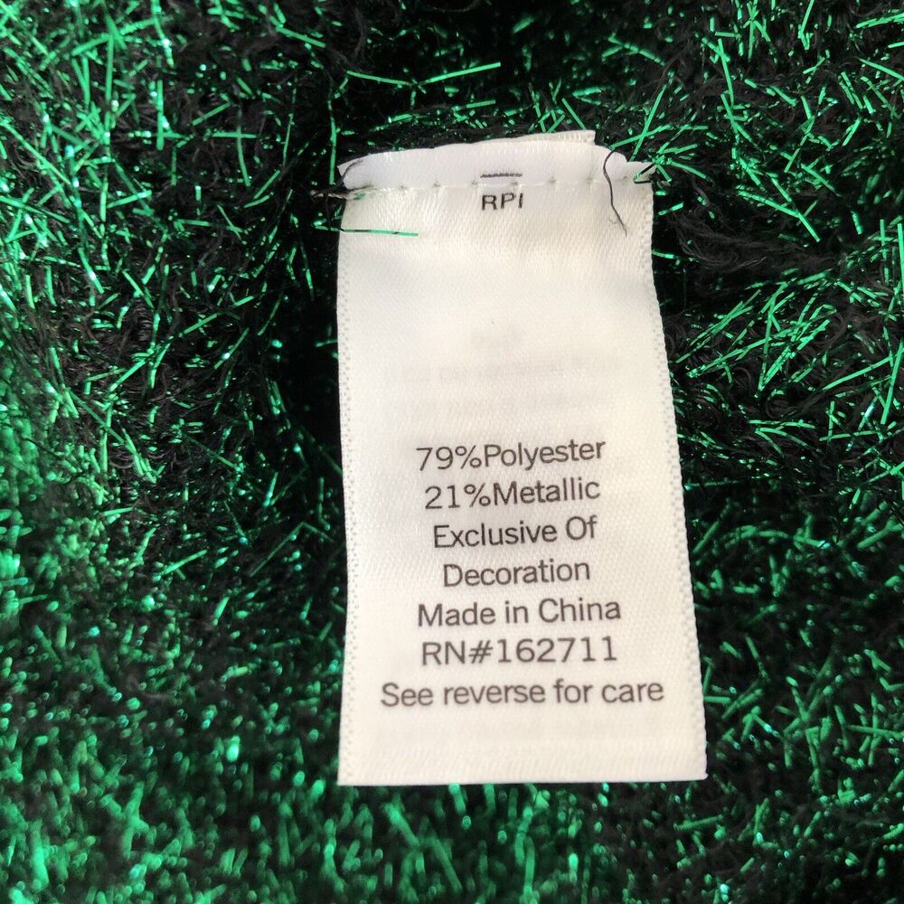 Celebrate Together Junior Dress Size S Green Sparkle Bows PomPom Knit Christmas - Picture 12 of 15